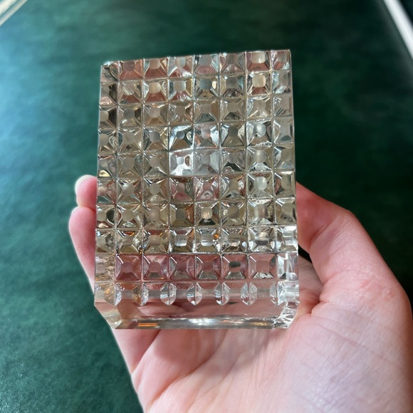 Antique Vintage Cut Glass Inkwell with Brass Hardware - Picture 7 of 9